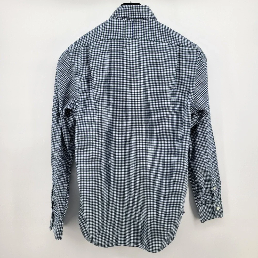 Polo Ralph Lauren‎ Slim Fit Mens Green Blue White Long Sleeve Plaid Shirt Medium